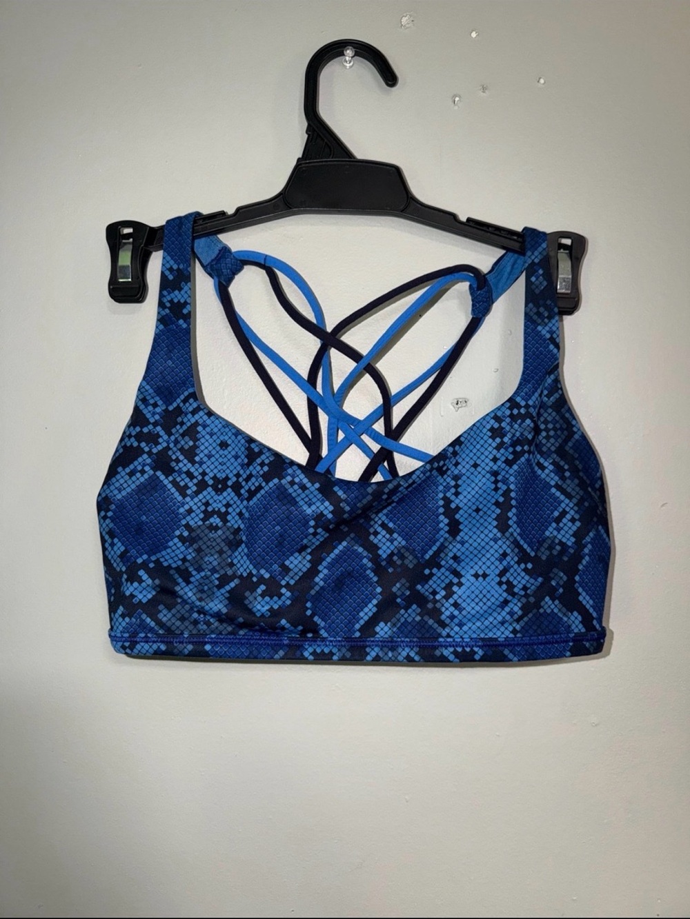 lululemon athletica Blue/Black Snake-Print Strappy Sports Bra